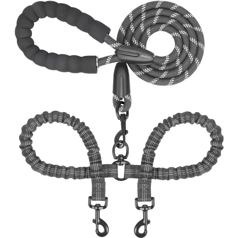Dual Dog Leash for Dogs, Outdoor Nylon No Tangle Leash with Comfortable Wear, Multi-Size Pet Supply Collar & Harness Accessory