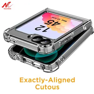 For Samsung Galaxy Z Flip 6 7 Airbag Transparent Case Z Flip 6 7 5 4 3 Acrylic PC Back Soft TPU Bumper for Galaxy ZFlip6 Cover