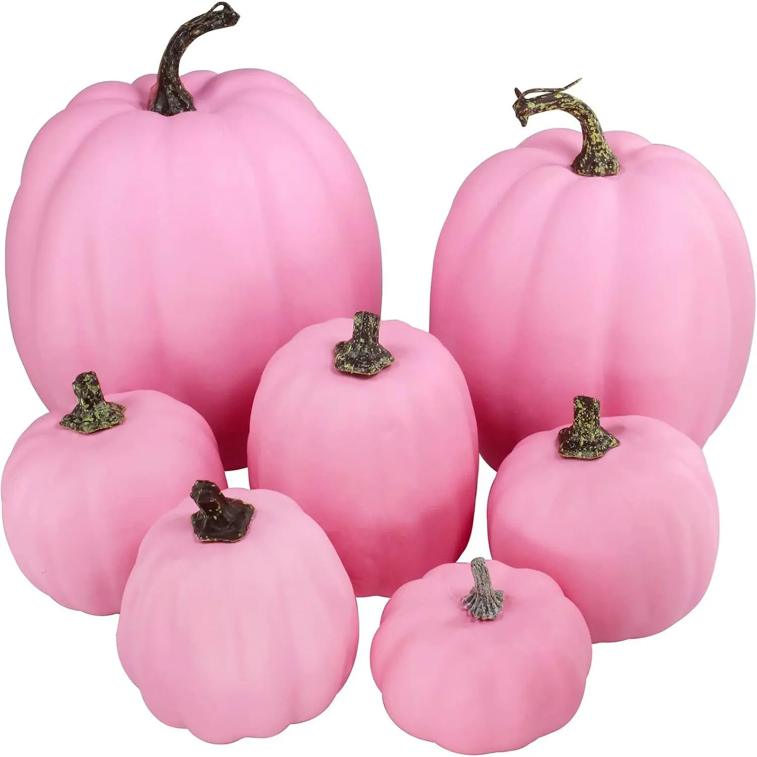 7 count Assorted Sizes Fall Artificial Pink Pumpkins Harvest Faux  Pumpkins for Fall Autumn Season Halloween Thanksgiving Harvest Holiday Season Festive Tabletop Decoration