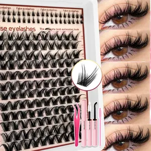 Fluffy Delicate D-Shaped Curled False Eyelashes, Mixed Lengths 10-16mm, Natural Style Anime Fox Fur Cosmetic Eyelash Extension Set, Natural Look Lashes, Soft Fluffy Lashes