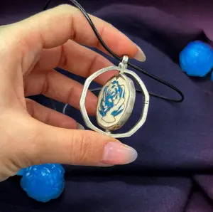 Arcane Season 2 Powder Necklace Anime League Of Legends Jinx Rotating Blue Rose Pendant Ekko Cosplay Prop Fans Boy Gift For Her Unisex Necklace