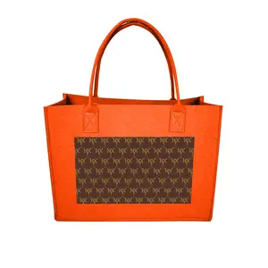 Orange NEXT YOU NXY Monogram Pattern Felt Tote Bag Fashionable Women's Handbag Trendy Casual Purse for Daily Shopping Travel Stylish Statement Bag 3D Head Crossbody