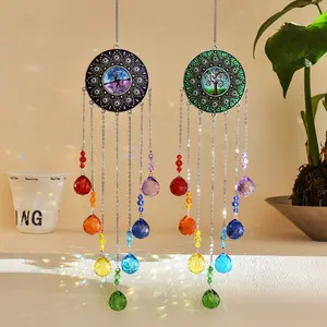 [FreeSpirit Crystal] 1pc Seven-colred Ball, Tree Of LIfe, Sun Catcher Hanging Ornaments, Horticultural Light-Collecting Decor, Home Window And Balcony Hanging Ornaments, Festive Party Decorative Hanging Ornaments, Wedding Pendant Hanging Ornaments