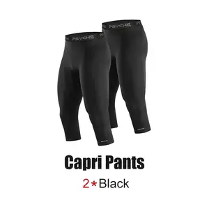 PSYCHE 2-Pack Men’s 3/4 Compression Pants – Compression Underwear for Gym, Workout, Running, Basketball, Squat-Proof, Sweat-Wicking, and Ultra-Breathable