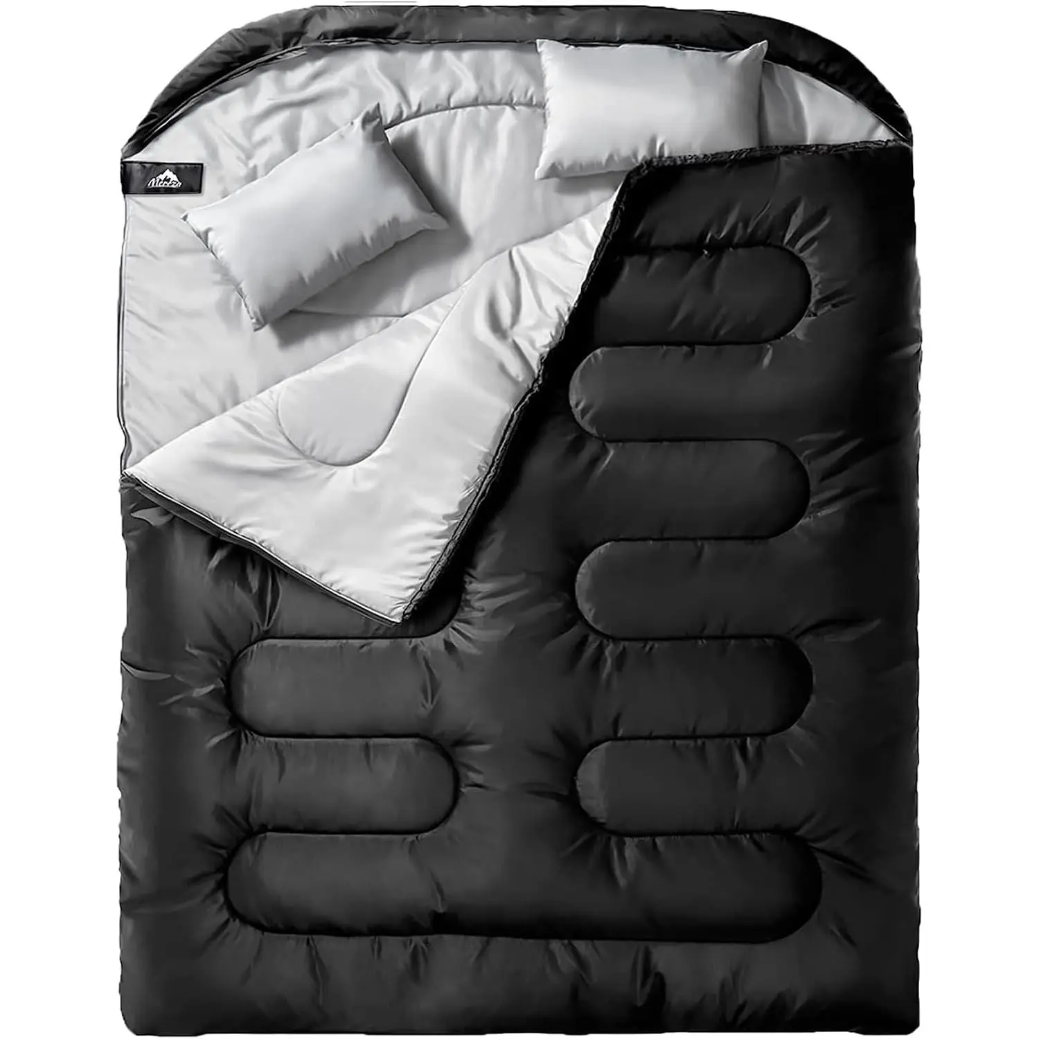 Double Sleeping Bag  Adults Mens with Pillow, XL Queen Size Two Person Sleeping Bag  All Season Camping Hiking Backpacking 2 Person Sleeping Bags  Cold Weather & Warm