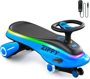 ZIFFY 45W 5.5A Light-Up Electric Wiggle Car with Pedal, Rechargeable Battery, 2-in-1 Swing Car, 2 Speed Ride-On Toy, Anti-Rollover, Flashing Wheels for Ages 3+ (Up to 110 lbs)