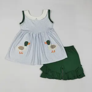 Girls' Summer Duck Sleeveless Casual Matching Set, Kids' Girlclothes Set Outfit