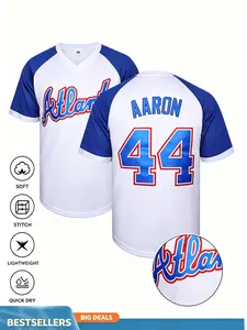 Baseball 44 Sports Jersey, Quick-Dry Short Sleeve, High-Quality Experience, Custom Field Style, Custom Name Jersey, Casual Loose Fit, Spring & Fall, Customized Jersey