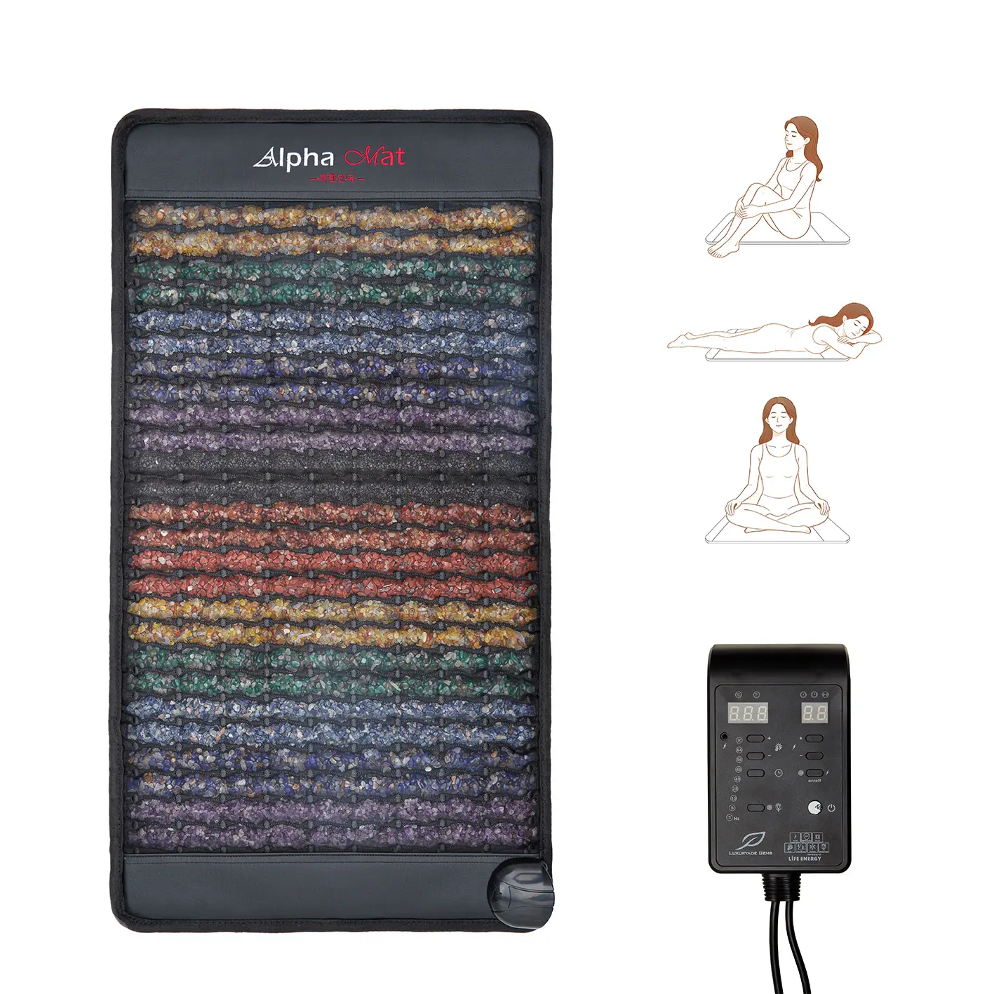 Far Infrared Heated Pad - 18"x33" Large Low EMF Portable Jade Stone Mat, Model A700, for Lower Back Pain Relief & Muscle Relaxation, Lower Back Heating Pad