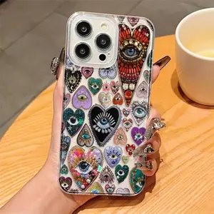 A Transparent TPU Shockproof Phone Case with Various Heart-Shaped Eye Patterns, Suitable for iPhone 17-11 Pro Max/Plus