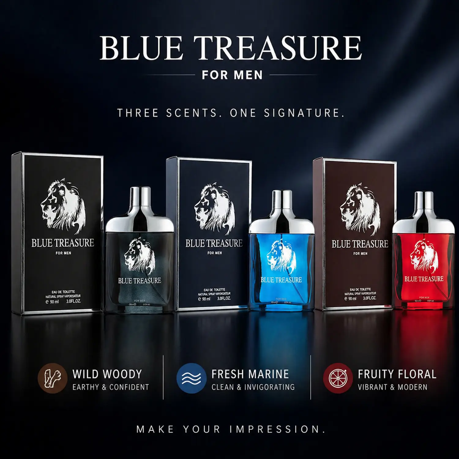 Men's Pheromone Cologne 3-Piece Fragrance Set - Mens Gifts, Unique Gifts for Man - Long-Lasting Scent with Earthy Woody, Ocean, Floral Fruity Notes to Attract Attention, Aromatic Woody Fragrances, Fragrance Gift Set