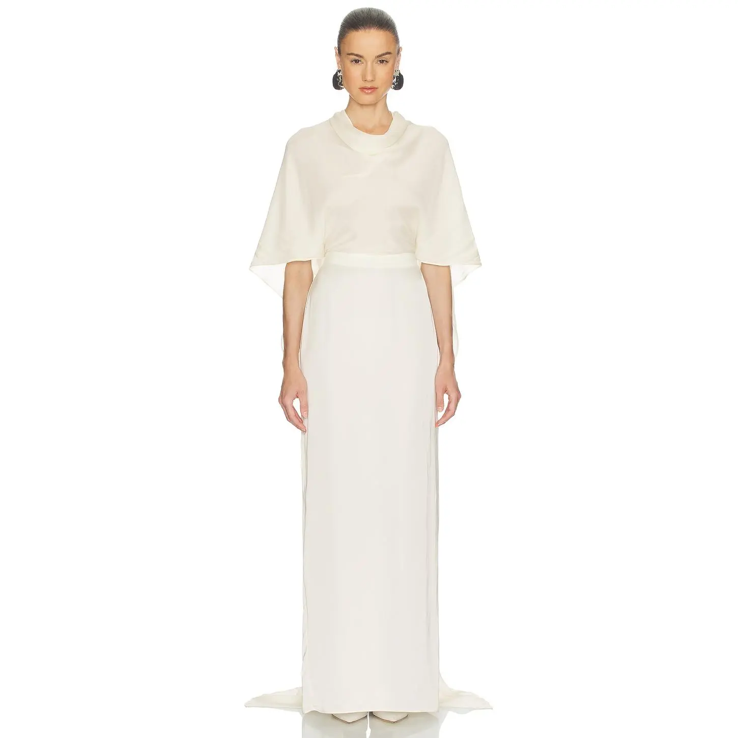 Helsa Mix Media Scarf Dress in Ivory