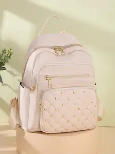 Women's Fashionable Quilted Design Backpack, Casual Versatile Zipper Backpack for Women & Men, Trendy All-match School Bag for Daily Use, Cute Stylish Daypacks