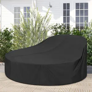 SunPatio 88" Round Heavy Duty Daybed Cover - All-Weather Outdoor Canopy Sofa Protector with Elastic Edges, Durable Polyester Fabric, Beige, Patio Furniture Protection | Stylish Garden Furniture | Secure Fit Design