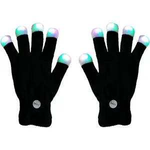 Light Gloves Finger Colors Lighting Show Rave Flashing Glow Mittens Contains Gift for party light-up finger glove