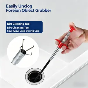 Long Reach 4-Claw Grabber Pickup Tool 79", Flexible Drain Auger Cleaner for Clogged Sink Toilet Pipe, Multi-Function Household Item Retrieval & Dredging Tool