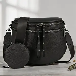 【US】2026 Hot Item Women’s Double Zipper Crossbody Bag, Lightweight Waterproof Shoulder Purse with Adjustable Strap & Coin Pouch, Multi-Pocket Casual Travel Handbag for Work, Shopping, Daily Use & Gifts