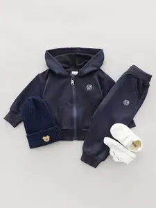 Kids 2PCS Set Outfit with Hoodie, Simple Letter Embroidery Long Sleeve Top and Pants, Comfortable for Boys and Girls, Casual Set, Clothes Kids