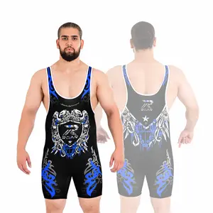ROAR-INT Eagle Blue Men's Singlet for Wrestling, Powerlifting, Gym Workout and Bodybuilding
