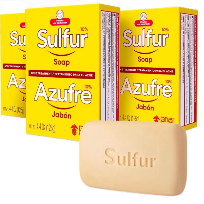 10% Sulfur Acne Soap, Gentle Hypoallergenic Anti-Acne Treatment for Sensitive Skin, 4.4 oz (125g)