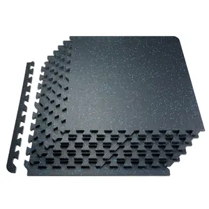【Summervibes】VEVOR 25 PCS 0.56" Thick Gym Floor Mats, 24" x 24" EVA Foam & Rubber Top Interlocking Workout Floor Mats with 100 sq.ft Coverage, Waterproof Exercise Puzzle Flooring for Gym, Home, Garage, Basement, Black & Blue