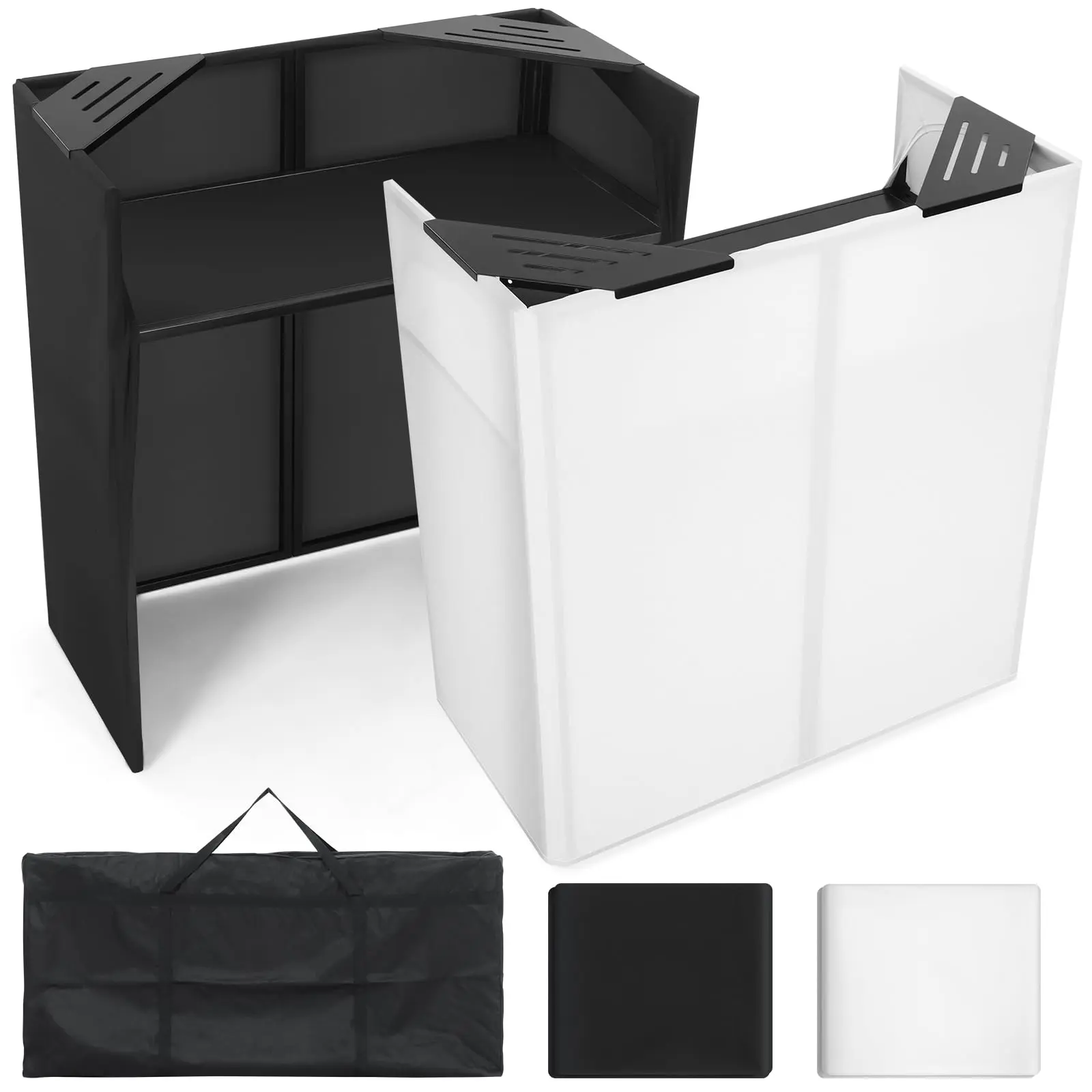 DJ Table Stand Portable booth, Foldable DJ Stand Booth, Heavy-Duty Adjustable Height DJ Facade Booth, Easy to Assemble, Stylish, Convenient to Store and Transpor