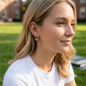 Roman Numeral Three-Color Ring Earrings | Titanium Steel Hoop Earrings for Women