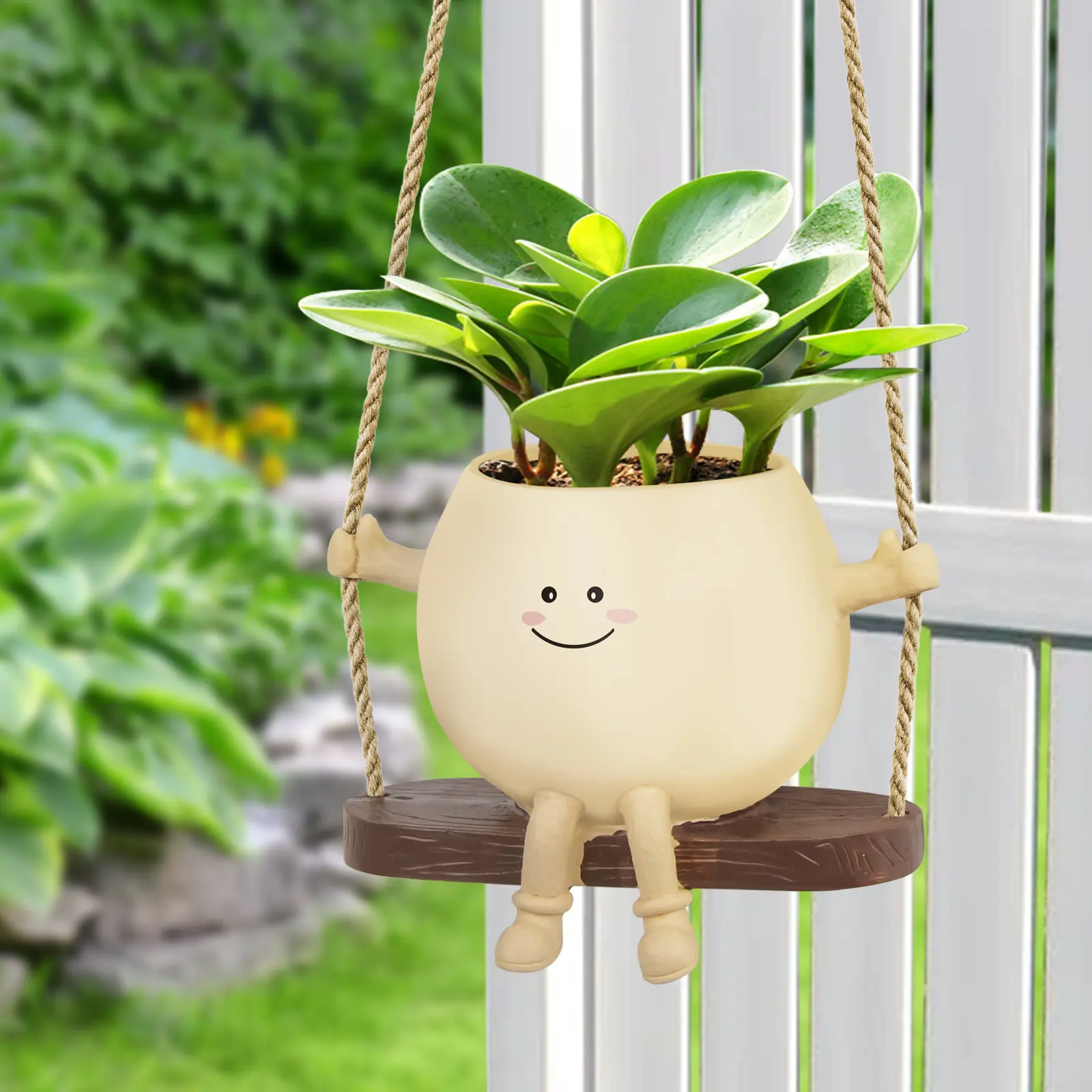 Summer Sale Deals For You Cute Hanging Plant Pot with Smiley Face Design, High-Quality Resin, Drainage Holes, Perfect for Indoor & Outdoor Decoration, DIY Fun for Home & Garden, Ideal Gift for Plant Lovers