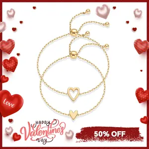 Delzzad BFF Friendship Heart Letter Bracelets Adjustable Matching Bracelets Copper Chain Daily Costume Jewelry Accessories Perfect Birthday Anniversary Gift for Women for Mom