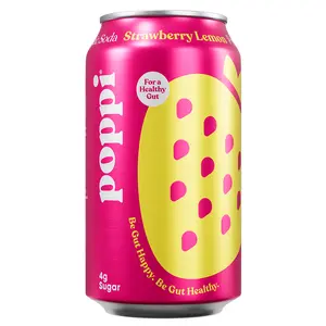 Poppi Prebiotic Soda, Strawberry Lemon, 12 oz (Pack of 12)