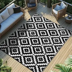 Outdoor Rugs 4x6 ft Waterproof Reversible Patio Plastic Grass Rugs Outdoor Large Camping Area Rugs Porch Deck Balcony Pool Backyard Picnic Beach Camper Doormat