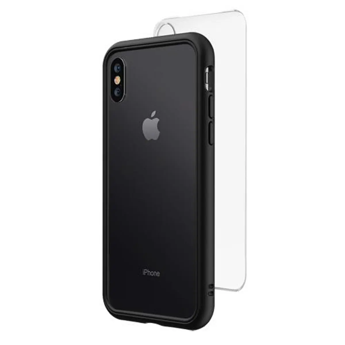 RhinoShield Mod NX Modular Case with Frame, Button, Rim, Clear Back Plate for iPhone XS Max, Black