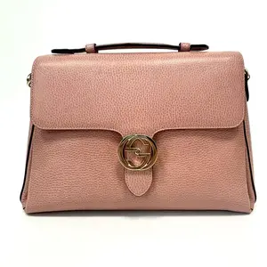 Pre-owned GUCCI Interlocking GG Calfskin Accordion Top Handle Messenger Bag Base Length 27cmN23055819