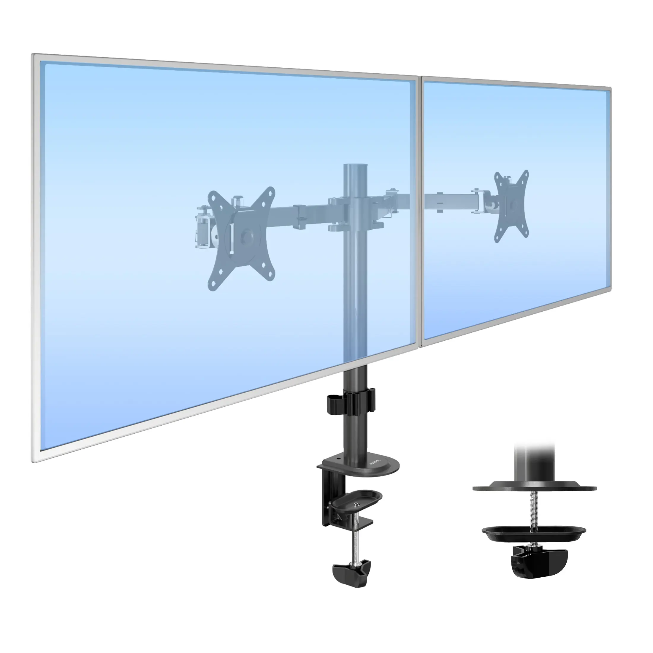 Mount-It! Full Motion Dual Monitor Desk Mount for 17" - 32" Screens with Height Adjustment & VESA Compatibility Ergonomic Sit Stand, Monitor Arms, Dual Monitor Furniture Accessories