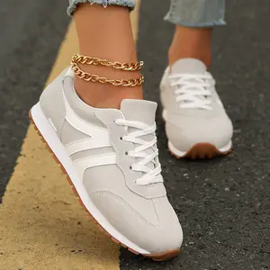 Women's Trainers Anti-Slip Round Toe Low-Top Casual Shoes Flat Comfortable Versatile Contrast Color Sports Casual Sneakers Springfresh