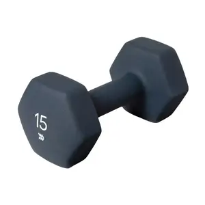 Dumbbell 15lbs Blue, Single, for Men Women Home Gym Full Body Strength Training