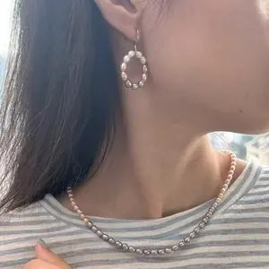 NC032-The 'Dawn's Embrace' Ombré Pearl Suite – A Luminous Gradient Necklace, Bracelet & Earring Ensemble. Ombré Pearl Necklace, Gradient Pearl Jewelry, Necklace Bracelet Earring Set,, Multi-Color Pearl, Freshwater Pearl Suite, Long Pearl Necklace