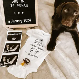 Newest Member of The Pack Baby Bodysuit Cute Pregnancy Announcement Baby Romper Newborn Shower Outfit Boys Girls Clothes