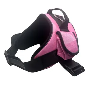 Pink Sky Dog Harness with side pocket