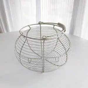 Circular Wire Egg Basket with Sturdy Frame, Modern Farmhouse Style, Durable Plastic Pet Tritan, Kitchen Chicken Coop Food Storage