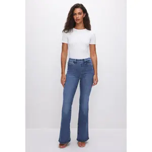 POWER STRETCH PULL-ON FLARE JEANS | INDIGO490