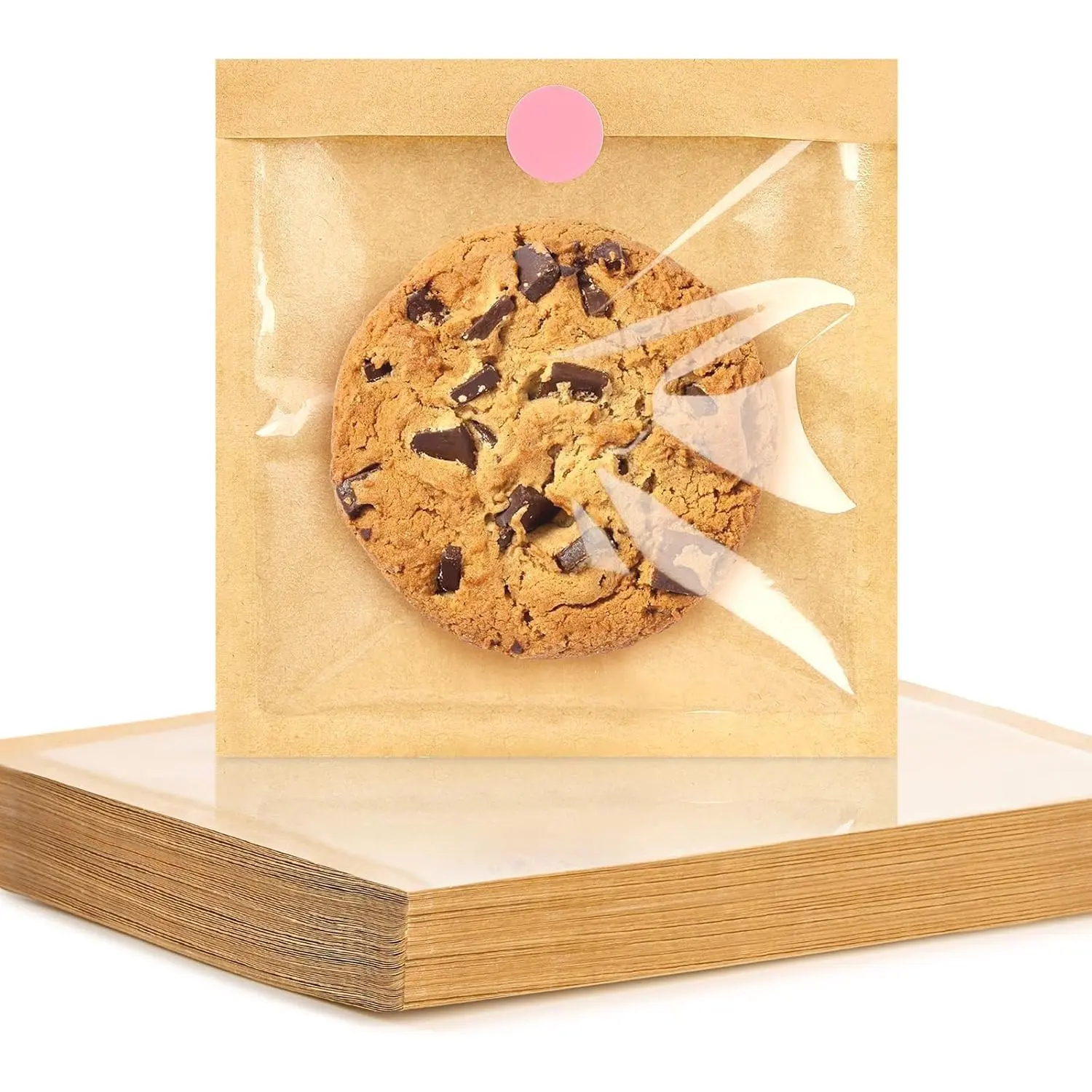 100 count Cookie Packaging Bags with Seal, 5.7x6.5 Inch Paper Bakery Bags with Window, Heat-Sealable & -Resistant Bake  Sleeves for , Donut, Scone, Brownie, Cake Slice