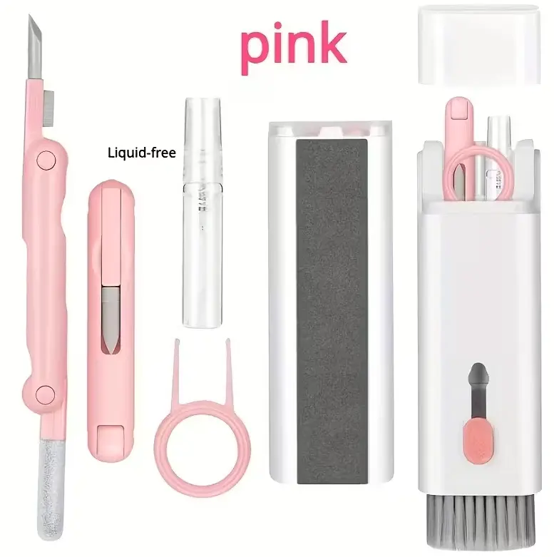 7-in-1 Multifunction Pink Keyboard & Electronics Cleaning Brush Set