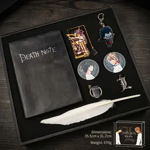 Death Note Anime Gift Box Set, 2PC/8PC Notebook with Feather Pen, Keychain, Badge & Charms for Fans