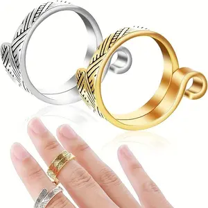 Adjustable Crochet Tension Ring, 1 Count Metal Open Yarn Guide Finger Holder, Crochet Thimbles, DIY Crochet Supplies for Home Use