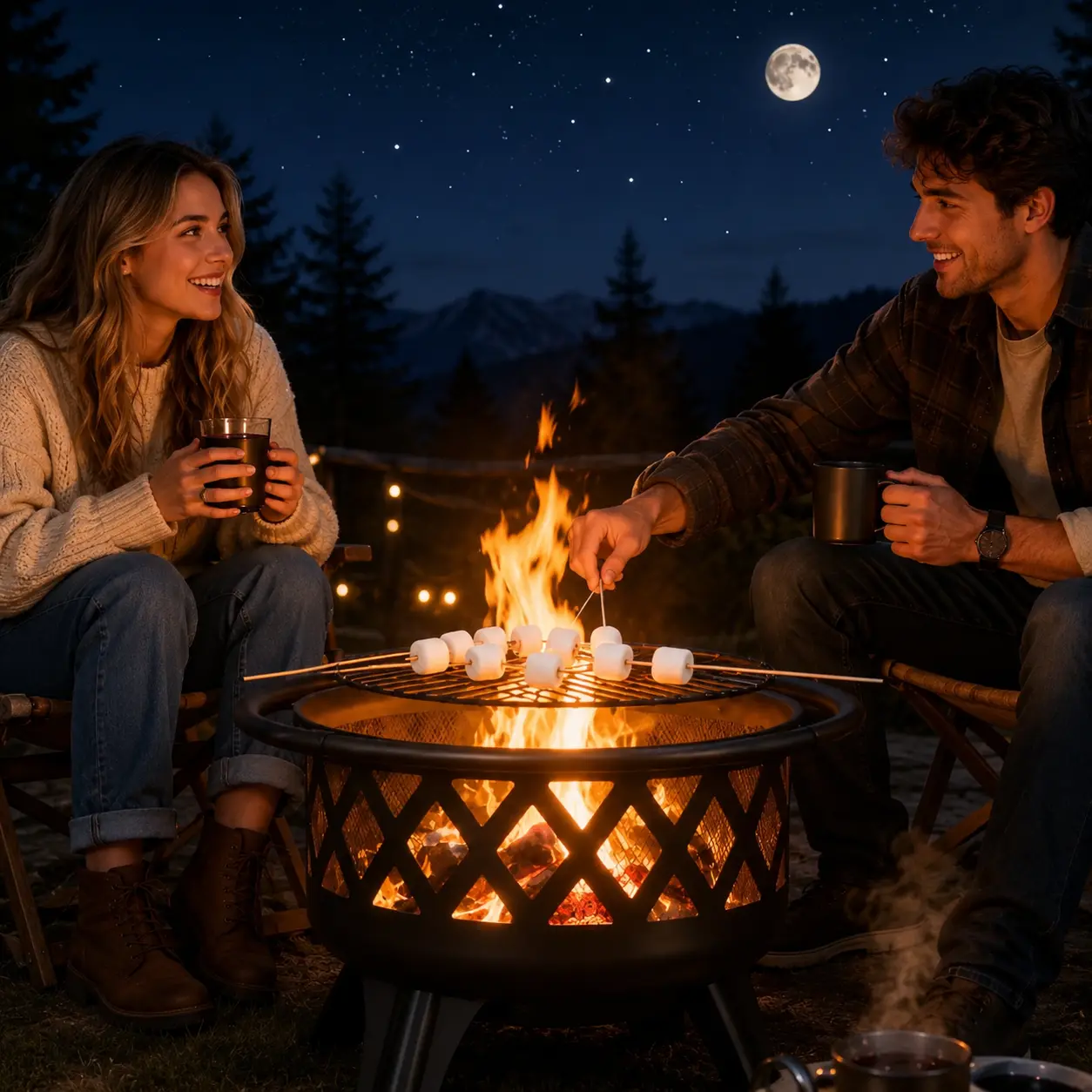 Jolydale 30 In Wood Burning Fire Pit with Adjustable Grill - 2-in-1 Outdoor Model with 360° Rotatable BBQ Grate, Spark Screen, Poker, Airflow Design, Metal Parts for Open Flames on Patio, Backyard