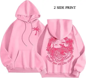 Palm Puff Hoodies For Teen Girls Butterfly Print Oversized Pullover Sweatshirt, Hoodie, Gift For Women