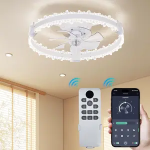 7-Blade Modern Tree Branch Ceiling Fan with Light & Remote, 20" Energy Efficient Silent Motor Fan for Small Rooms, Circular LED Lighting for Living Room, Easy Installation DIY Home Decor, Durable Black Metal Construction, Ultra Quiet