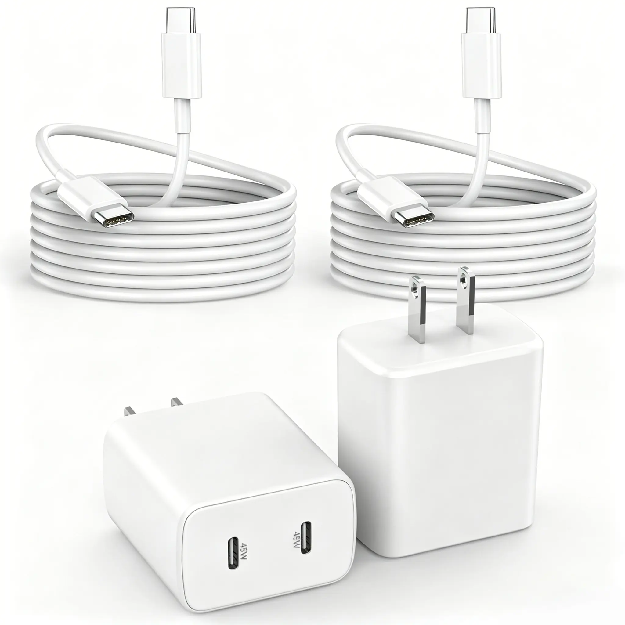 45W USB C Charger for iPhone 17/16/15, 2Pack Dual 45W Port Quick Phone Charger Block with 6FT USB C to C Cable Cord  for Apple 17/17 Pro/17 Pro Max/Air/16/16 Pro/16 Pro Max/16 Plus/15/15 Pro Max/iPad