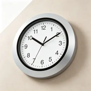 Atomic Analog Wall Clock 10 Inch Silver - Self-Setting Time, Accurate Temperature & Humidity Display - Atomic Clock with Indoor Outdoor Thermometer - Large Easy Read Dial - Battery Operated - Perfect for Home Office School